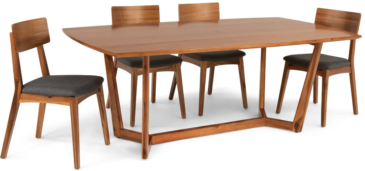 Tyler Modern Fixed Top Table With 4 Wood Chairs And 2 Upholstered Chairs