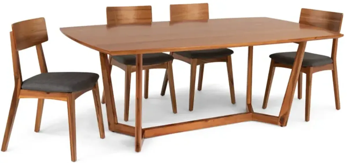 Tyler Modern Fixed Top Table With 4 Wood Chairs And 2 Upholstered Chairs