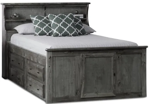 Laguna Twin Bookcase Bed with 1 side Storage - Rustic Grey