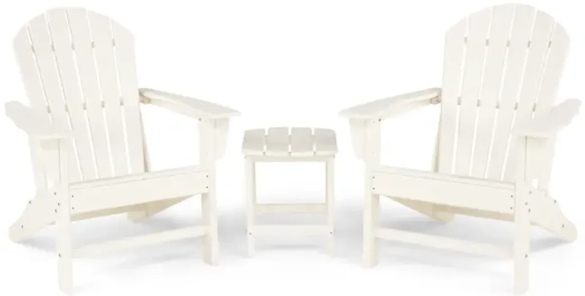 Sunset II 3 Piece Adirondack Set - White