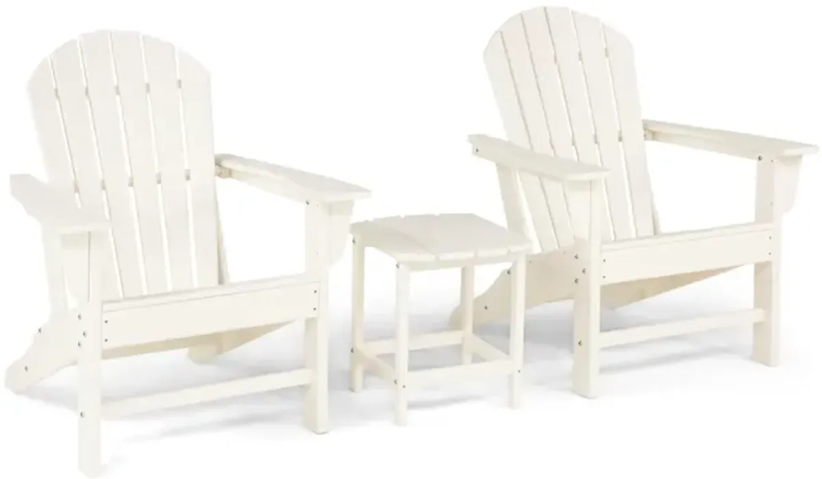 Sunset II 3 Piece Adirondack Set - White