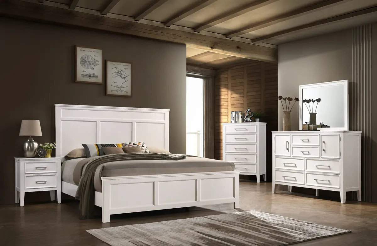 Hunter Queen Bed - White