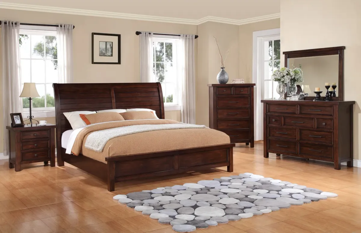 Delray Queen Sleigh Bed - Dark