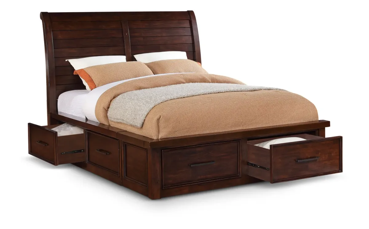 Delray Queen Storage Bed - Dark