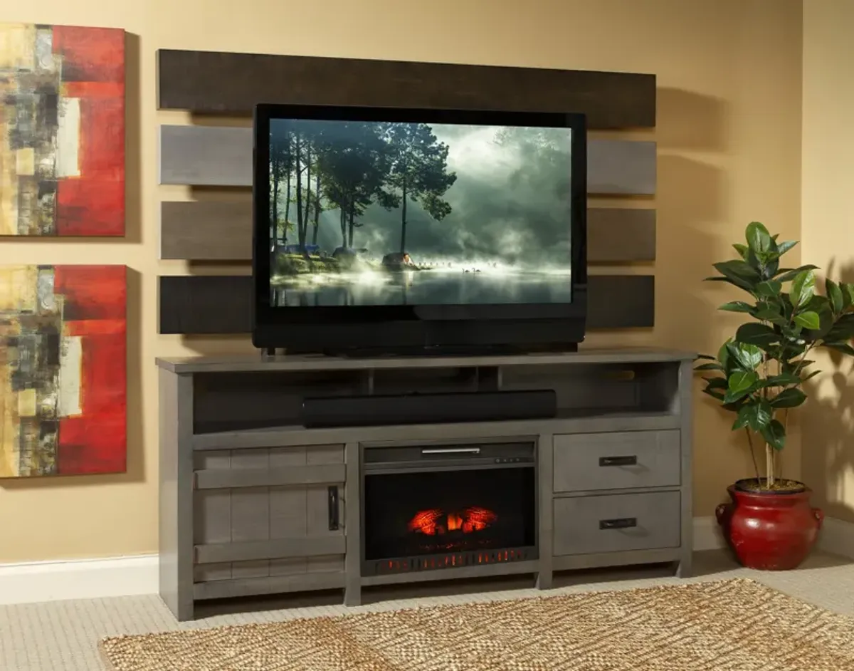 Descanso Fireplace Media Console With Back Panel