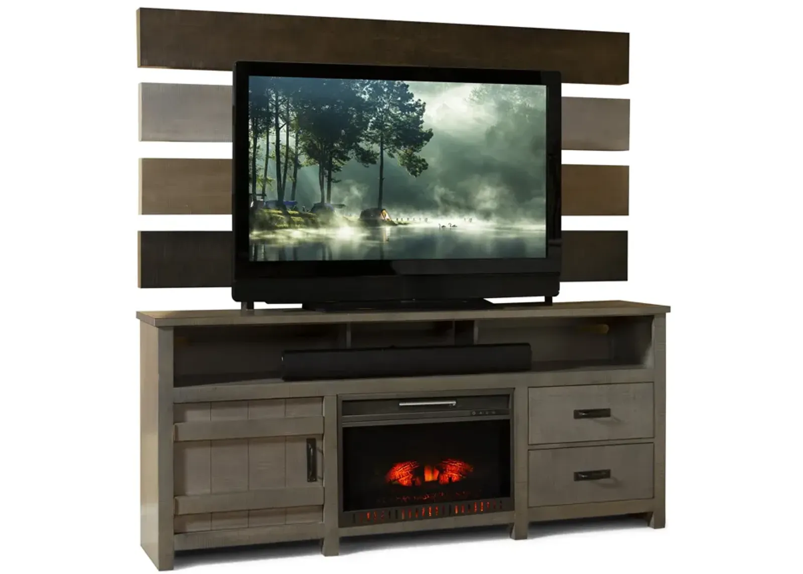 Descanso Fireplace Media Console With Back Panel