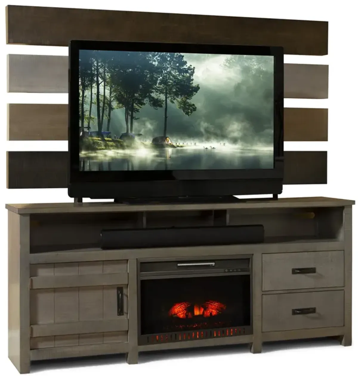 Descanso Fireplace Media Console With Back Panel