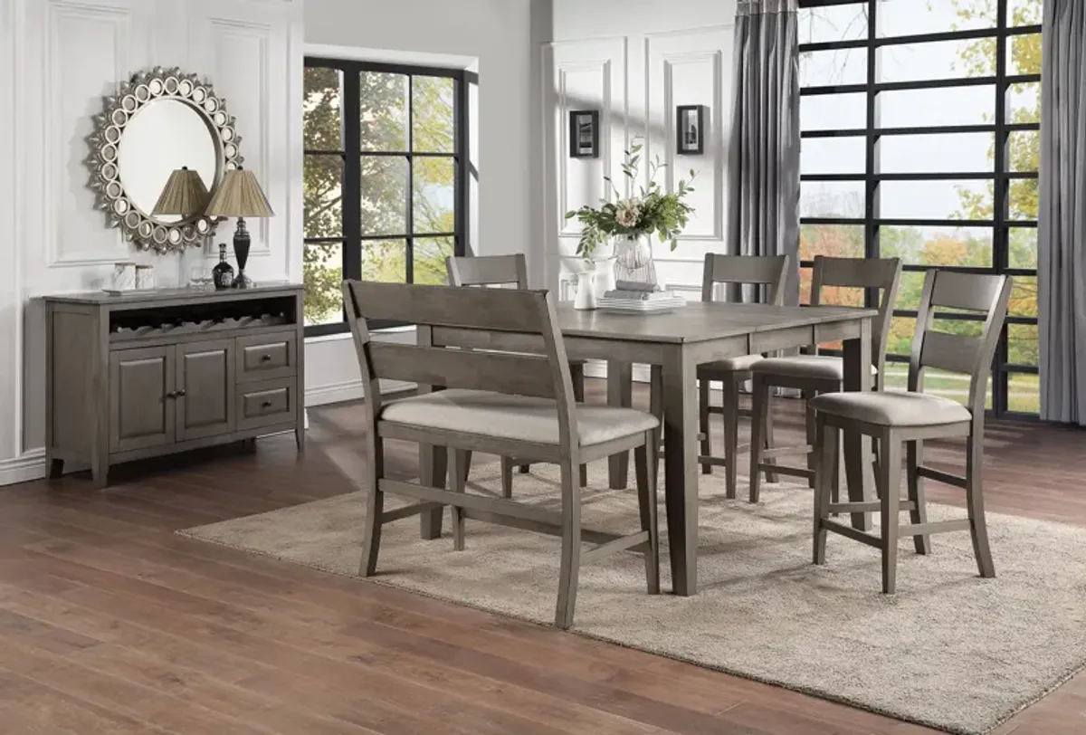 Elyssa Counter Table With 4 Stools And Bench