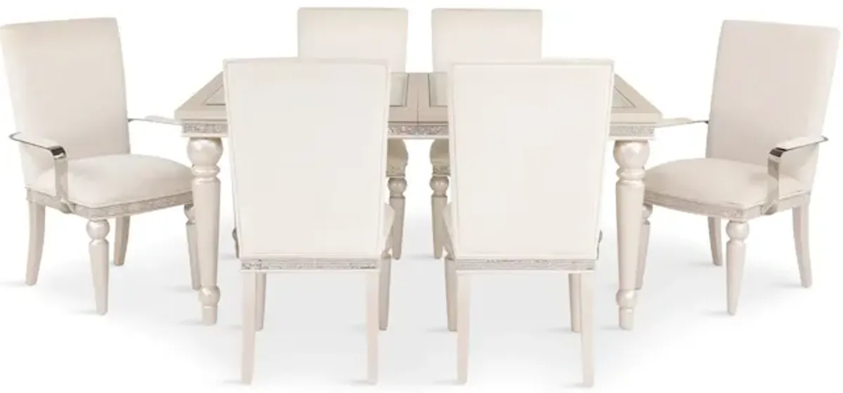 Glimmering Heights Dining Table With 4 Side Chairs And 2 Arm Chairs