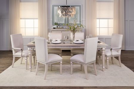 Glimmering Heights Dining Table With 4 Side Chairs And 2 Arm Chairs