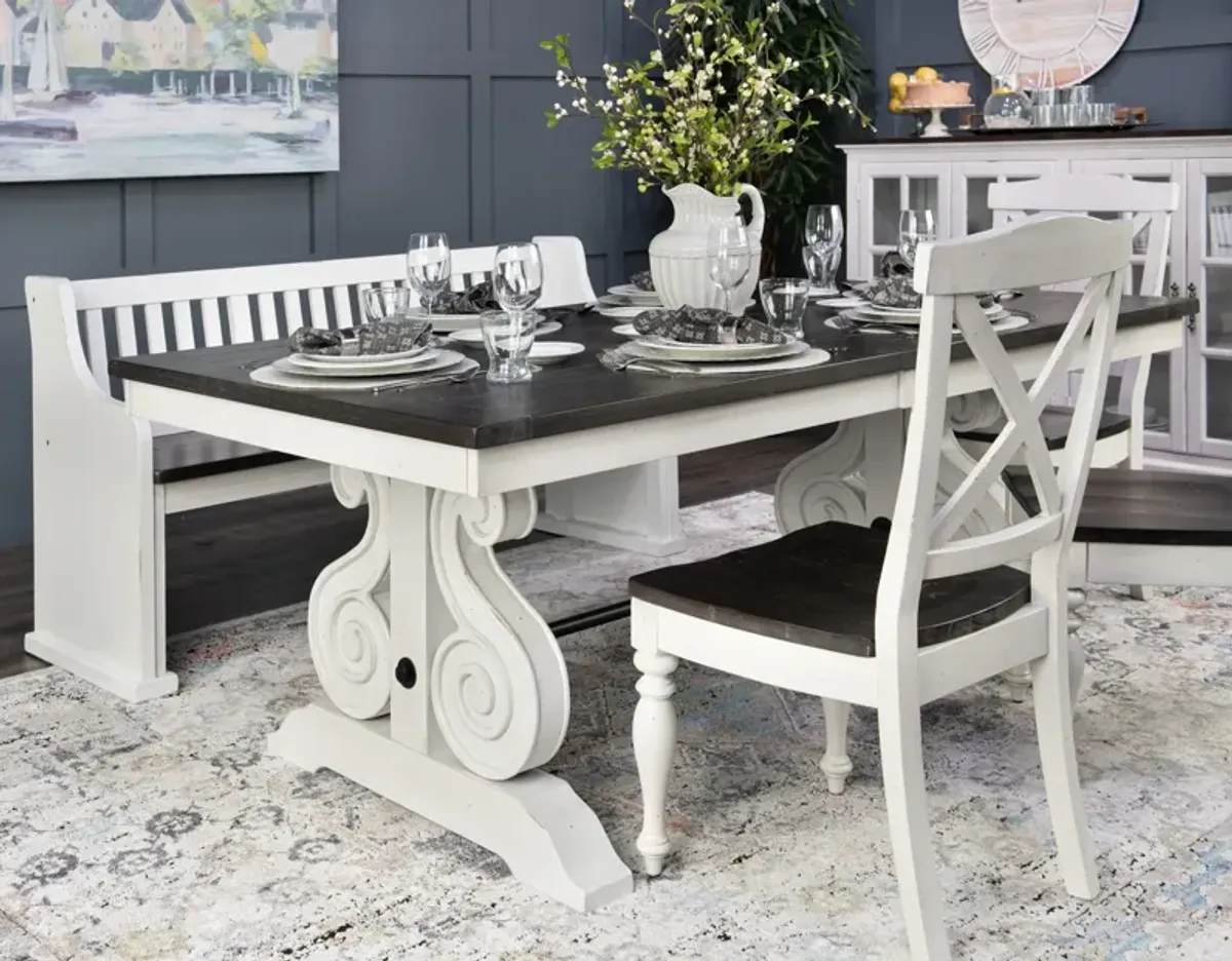 Carriage House Trestle Table With 4 Chairs And Pew bench