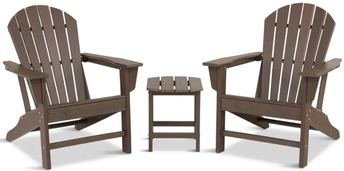 Sunset II 3 Piece Adirondack Set - Dark Teak