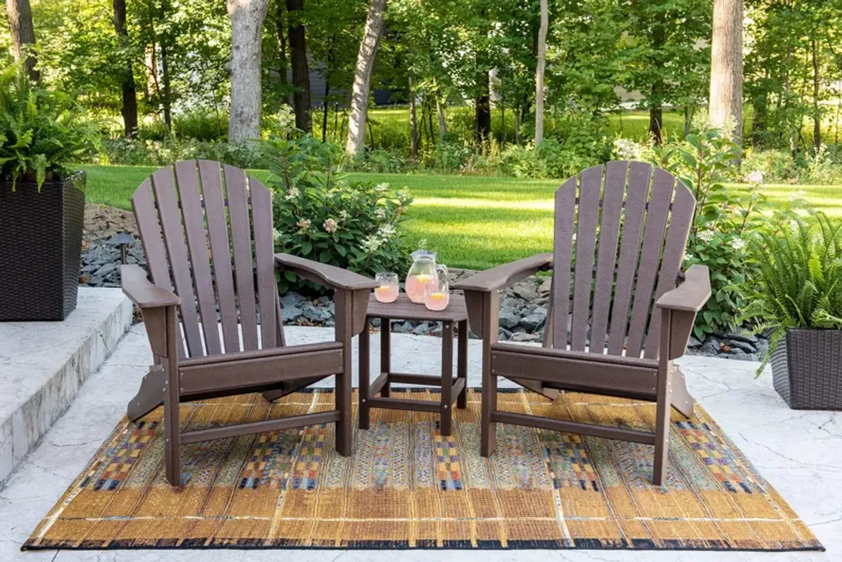 Sunset II 3 Piece Adirondack Set - Dark Teak