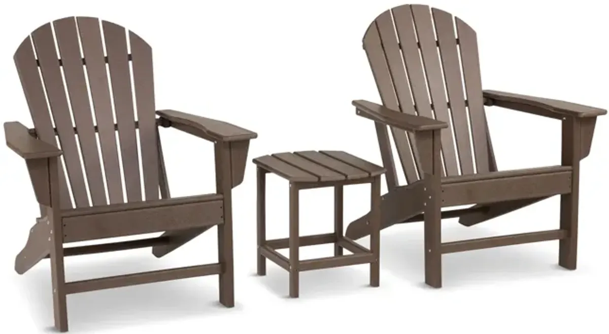 Sunset II 3 Piece Adirondack Set - Dark Teak