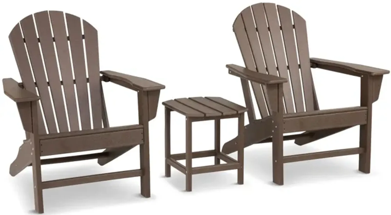 Sunset II 3 Piece Adirondack Set - Dark Teak