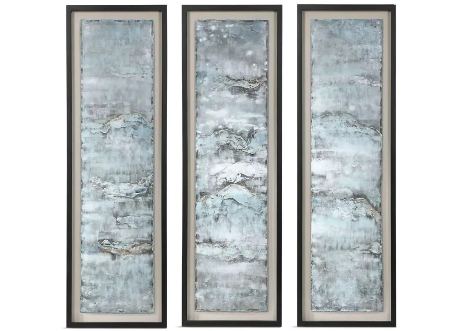 Ocean Swell Glass Framed Art - Set of 3