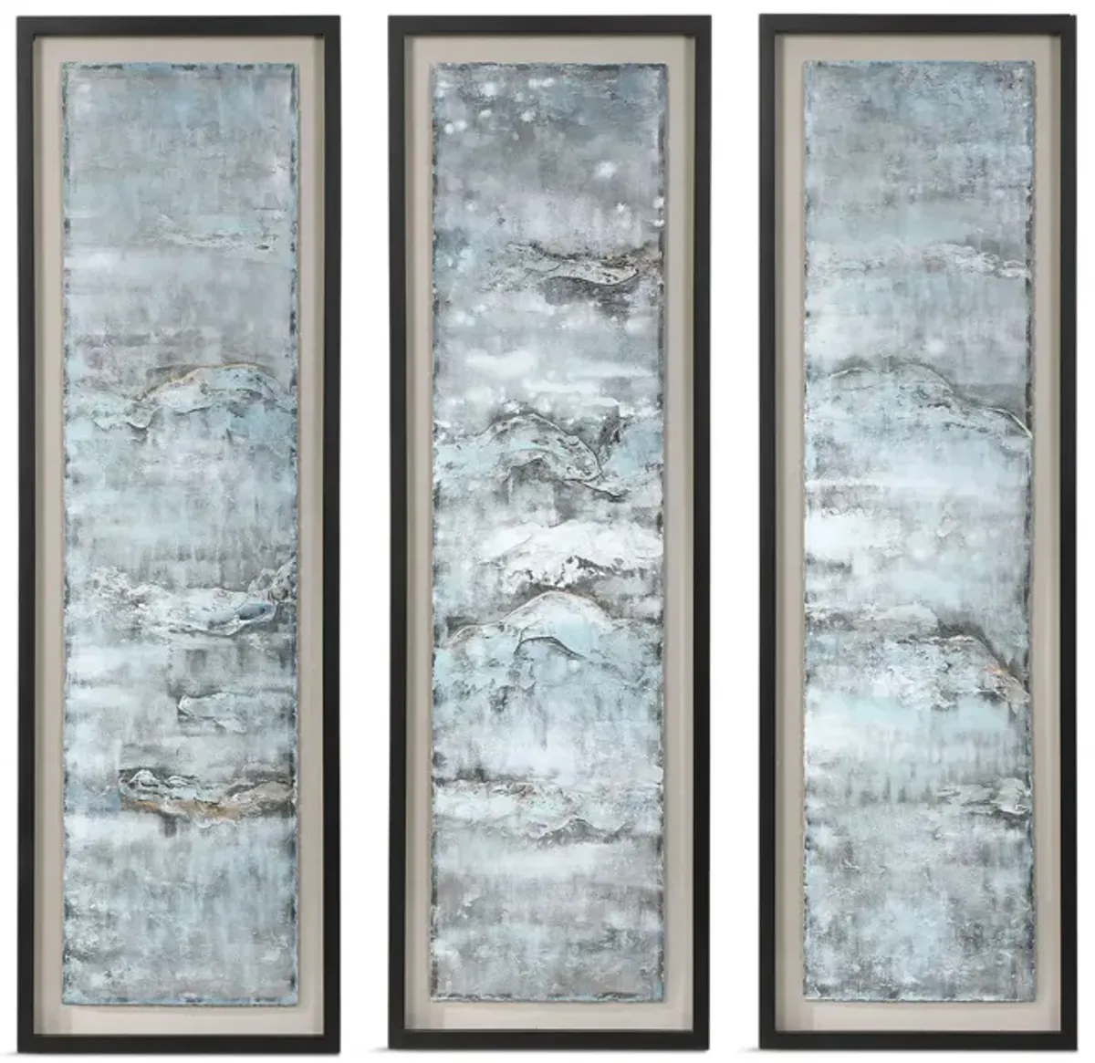 Ocean Swell Glass Framed Art - Set of 3