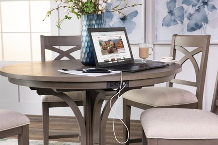 Aravon Round Workspace Counter Table With 4 Stools