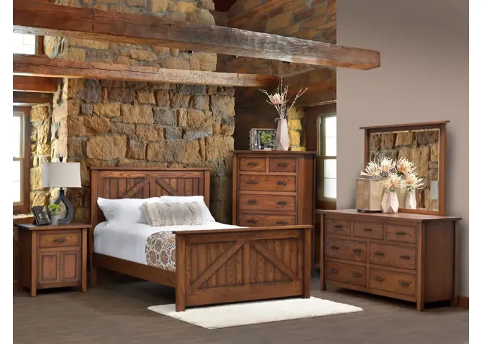 Mountain Lodge Oak Queen Bedroom Suite