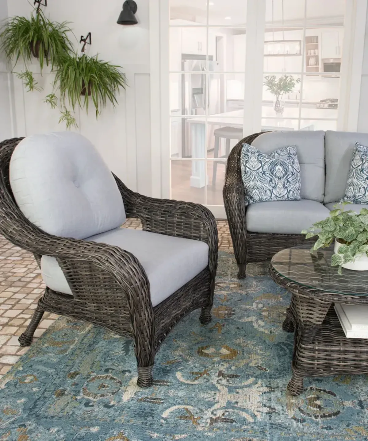 Glen River 4 Piece Wicker Porch Set