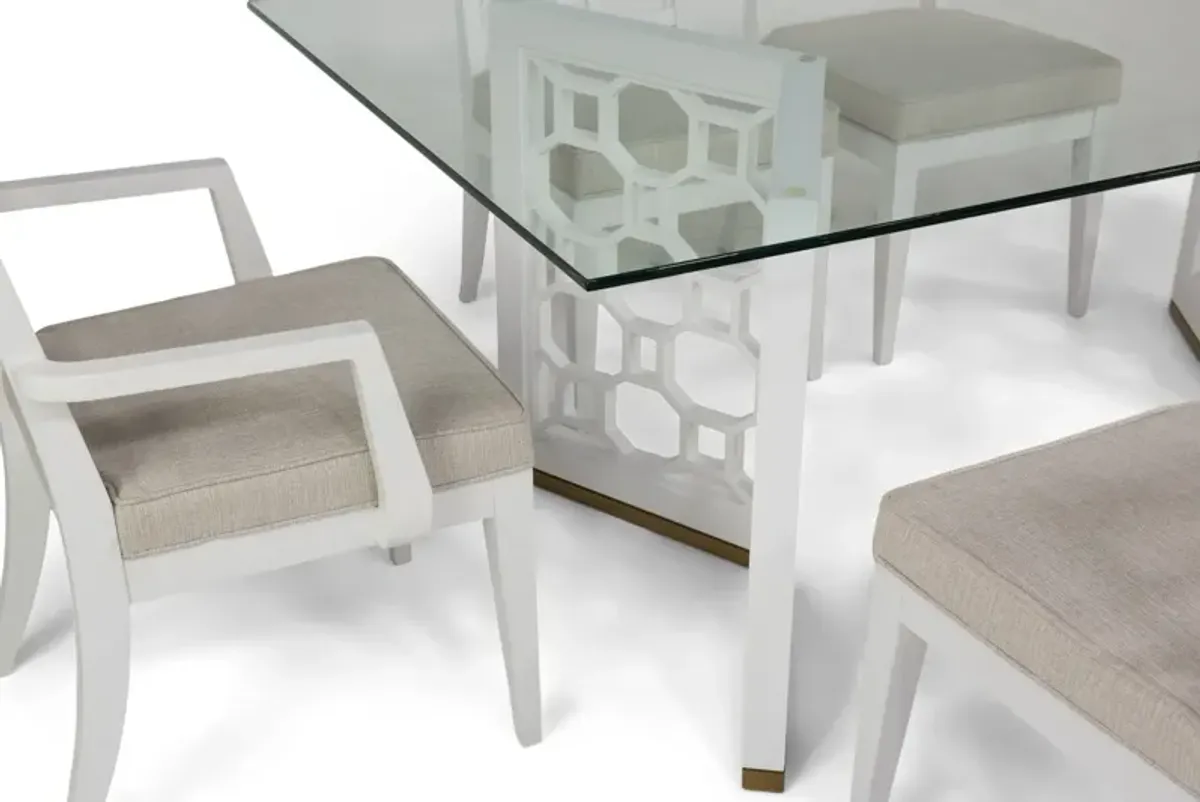 Chelsea Glass Dining Table With 4 Side Chairs And 2 Arm Chairs