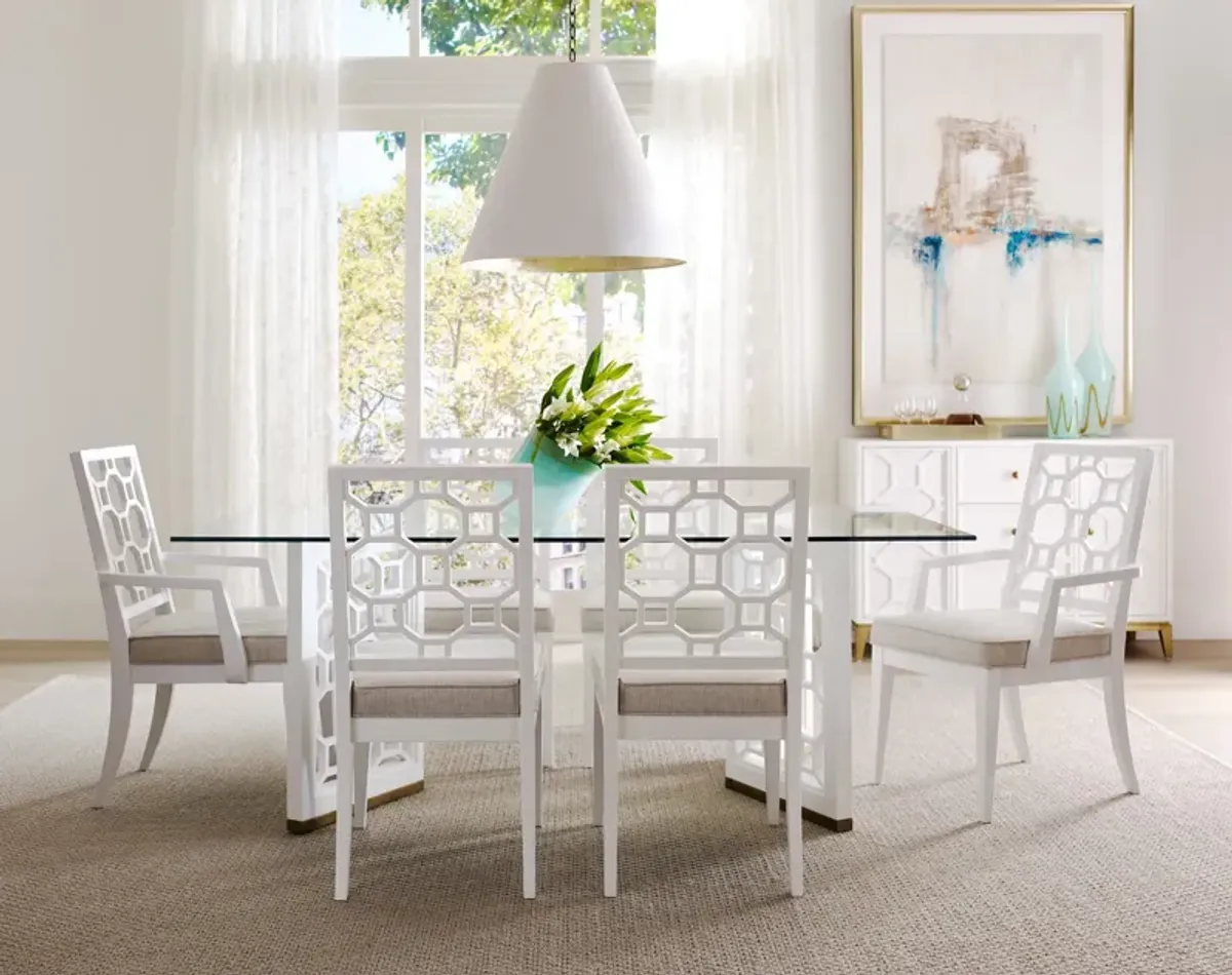 Chelsea Glass Dining Table With 4 Side Chairs And 2 Arm Chairs