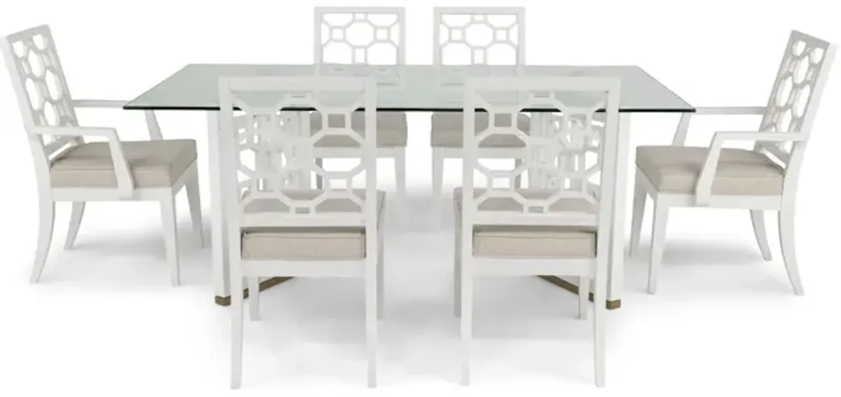 Chelsea Glass Dining Table With 4 Side Chairs And 2 Arm Chairs