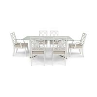 Chelsea Glass Dining Table With 4 Side Chairs And 2 Arm Chairs