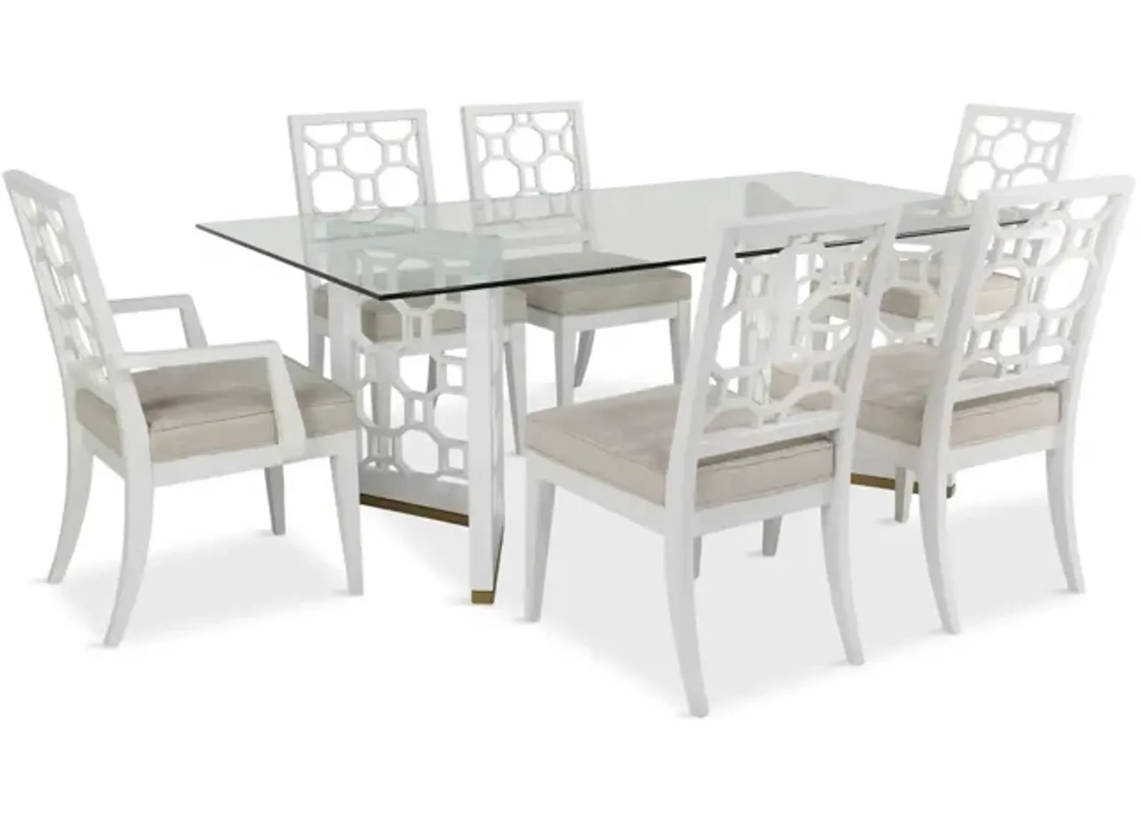 Chelsea Glass Dining Table With 4 Side Chairs And 2 Arm Chairs