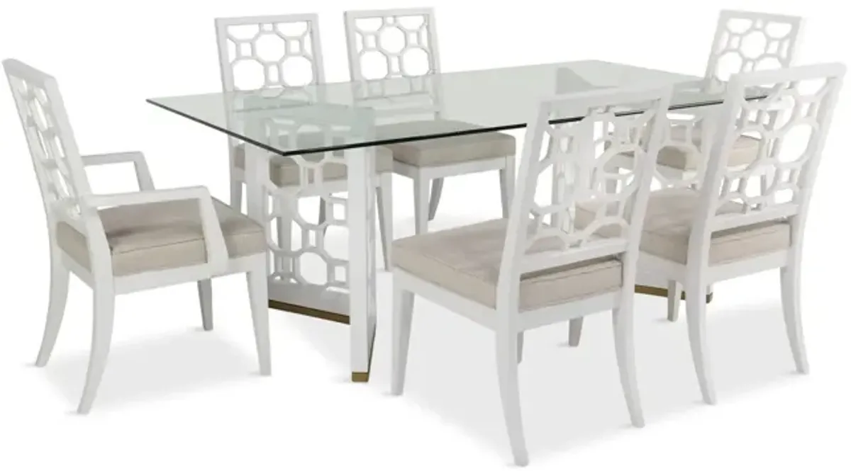 Chelsea Glass Dining Table With 4 Side Chairs And 2 Arm Chairs