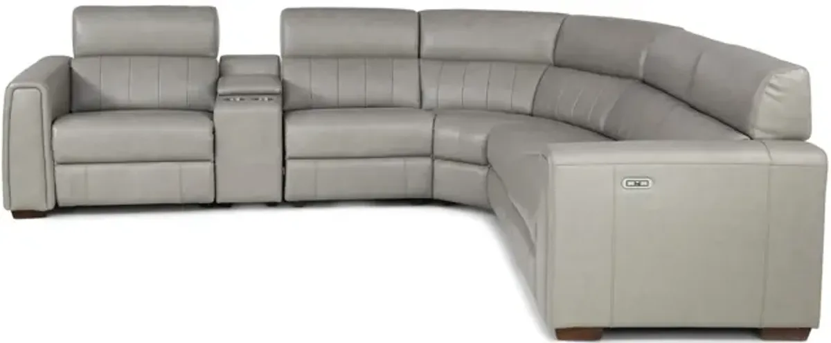 Lena 6 Piece Leather Power Reclining Modular Sectional