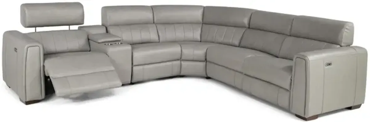 Lena 6 Piece Leather Power Reclining Modular Sectional