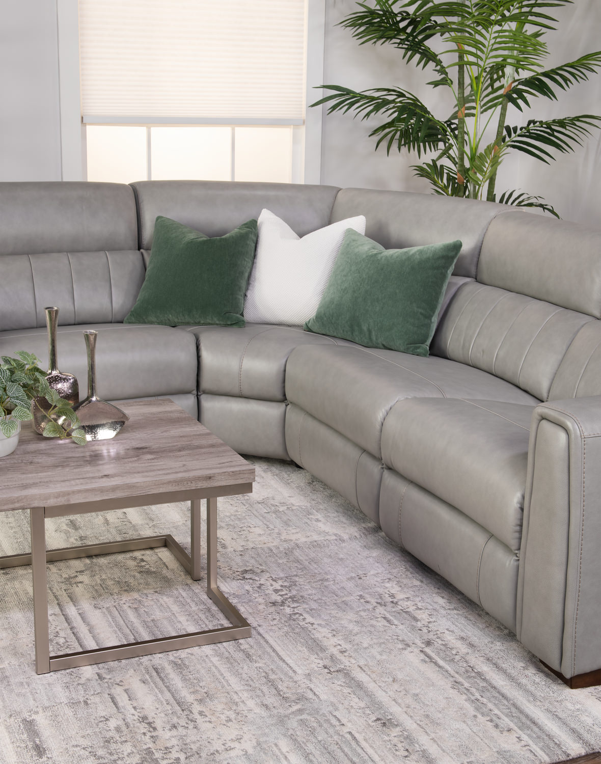 Lena 6 Piece Leather Power Reclining Modular Sectional