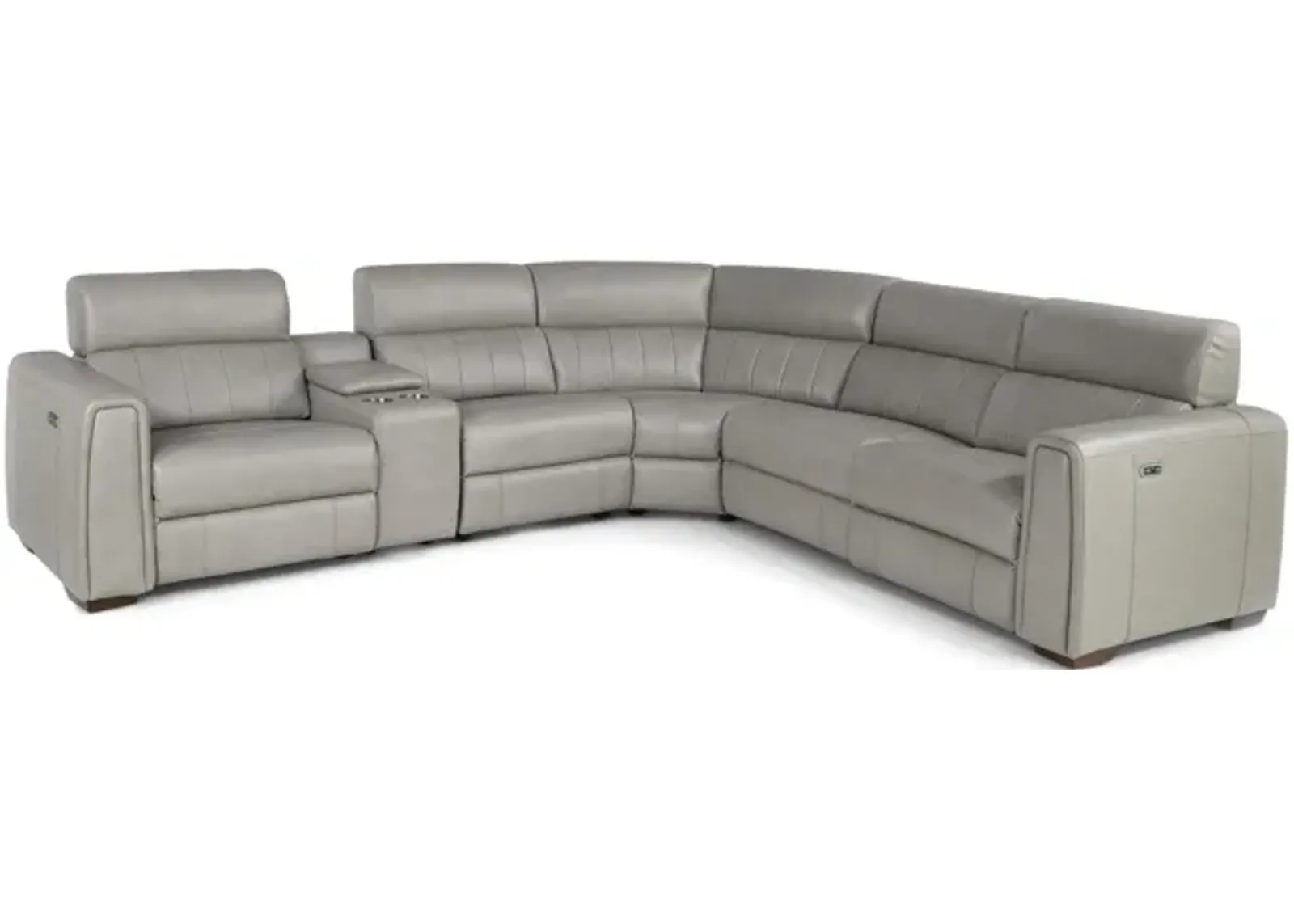 Lena 6 Piece Leather Power Reclining Modular Sectional