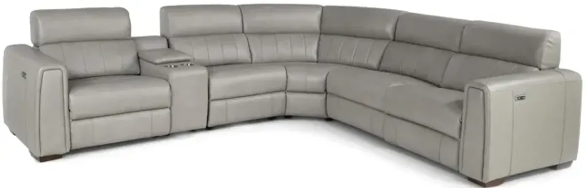 Lena 6 Piece Leather Power Reclining Modular Sectional