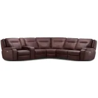 Divine 6 Piece Leather Power Reclining Modular Sectional