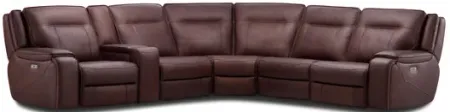 Divine 6 Piece Leather Power Reclining Modular Sectional