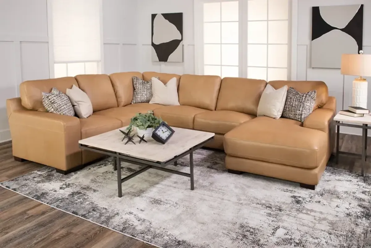 Cutler 4 Piece Leather Modular Sectional - Right Chaise