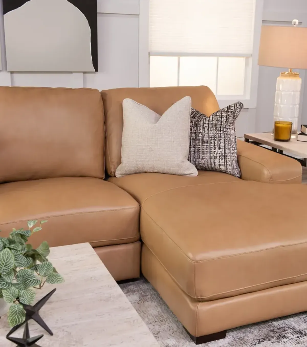 Cutler 4 Piece Leather Modular Sectional - Right Chaise