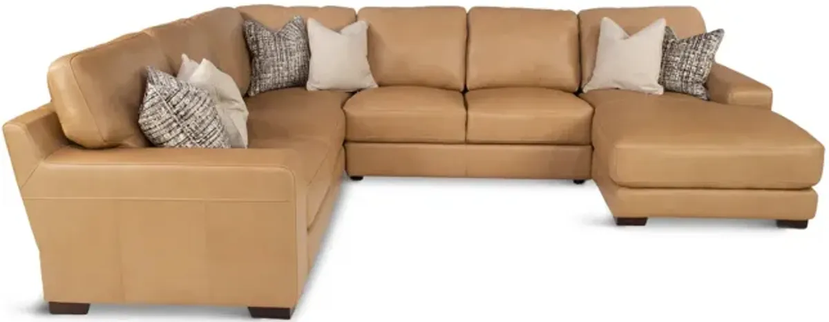 Cutler 4 Piece Leather Modular Sectional - Right Chaise