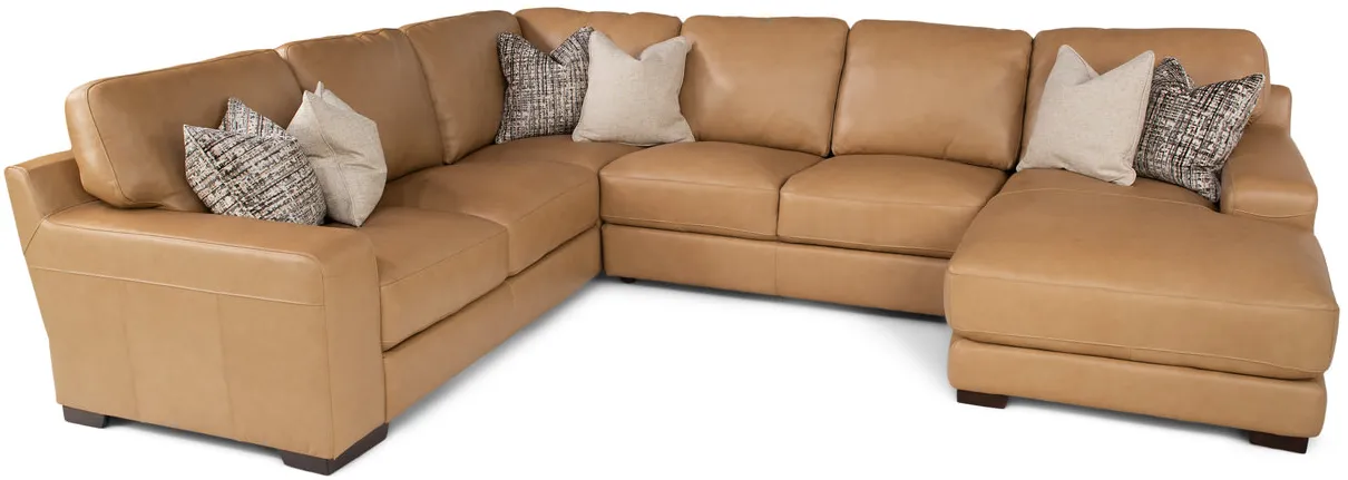 Cutler 4 Piece Leather Modular Sectional - Right Chaise