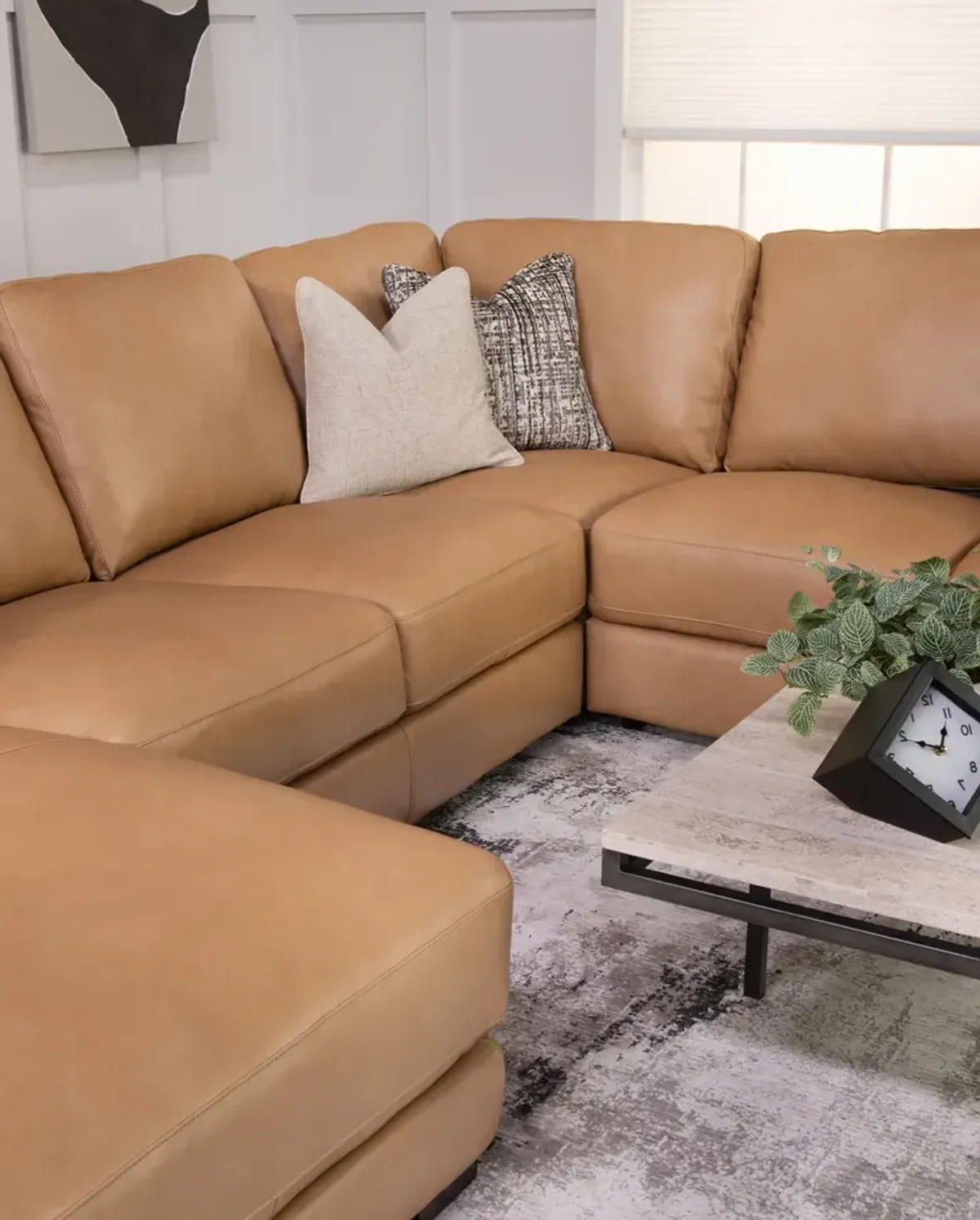 Cutler 4 Piece Leather Modular Sectional - Left Chaise