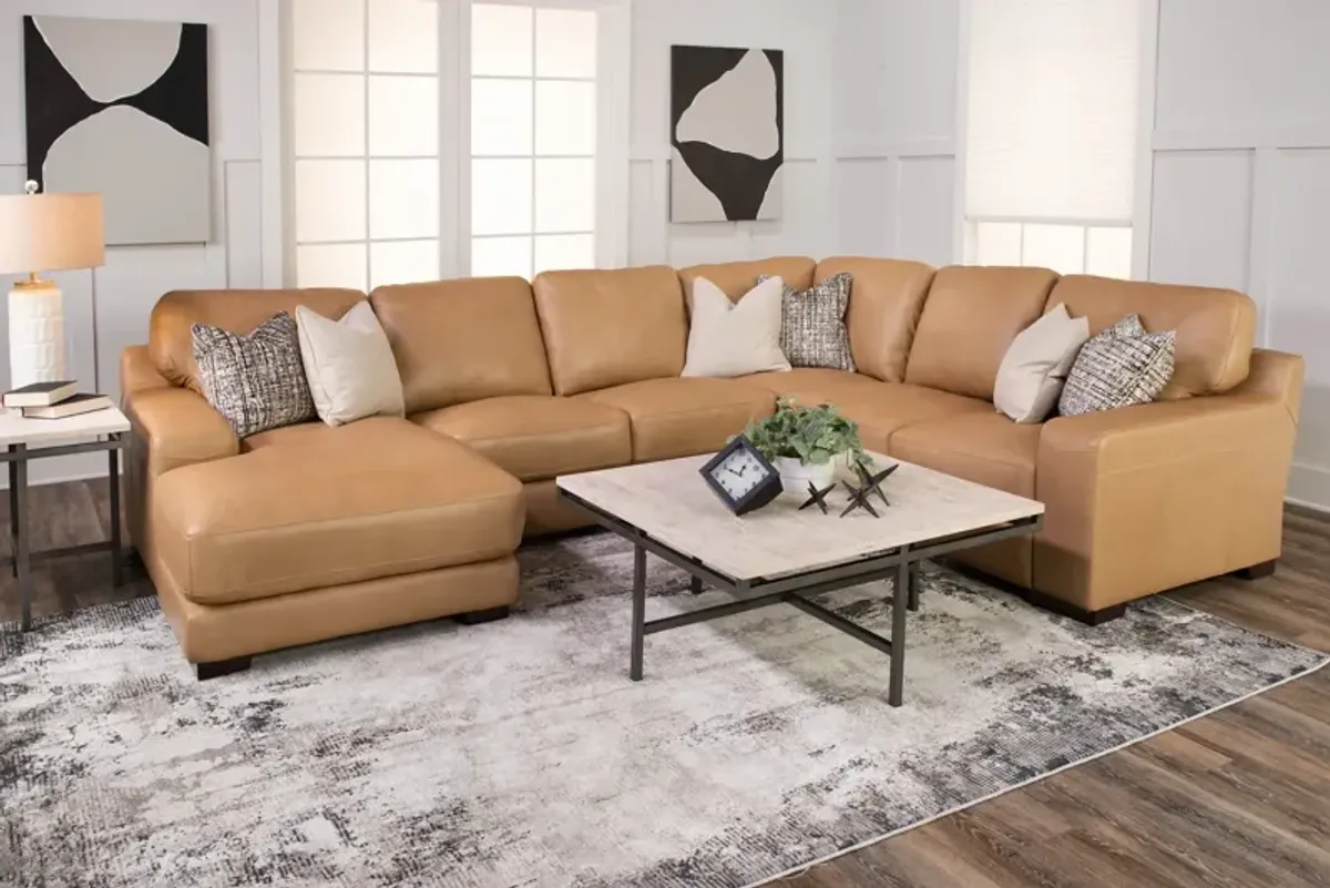 Cutler 4 Piece Leather Modular Sectional - Left Chaise