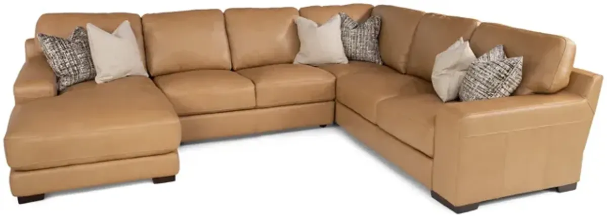 Cutler 4 Piece Leather Modular Sectional - Left Chaise