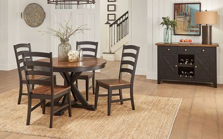 Greeley Square Round Table With 4 Ladderback Chairs