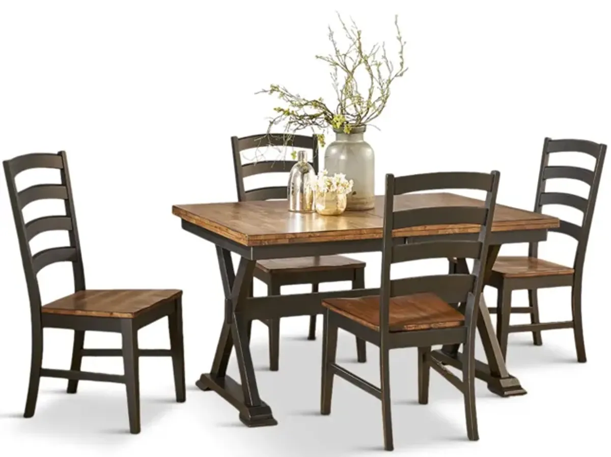 Greeley Square Trestle Table With 4 Ladderback Chairs