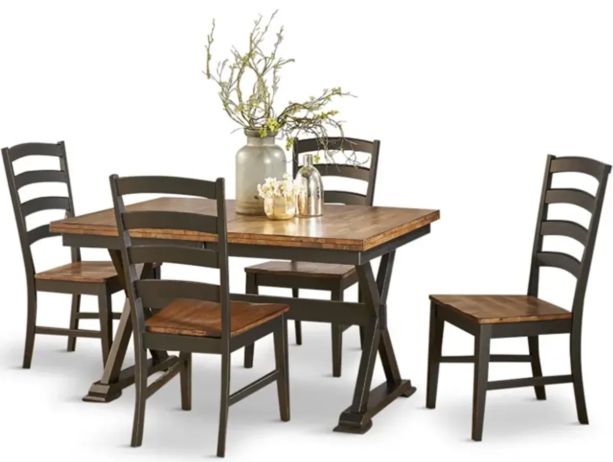 Greeley Square Trestle Table With 4 Ladderback Chairs