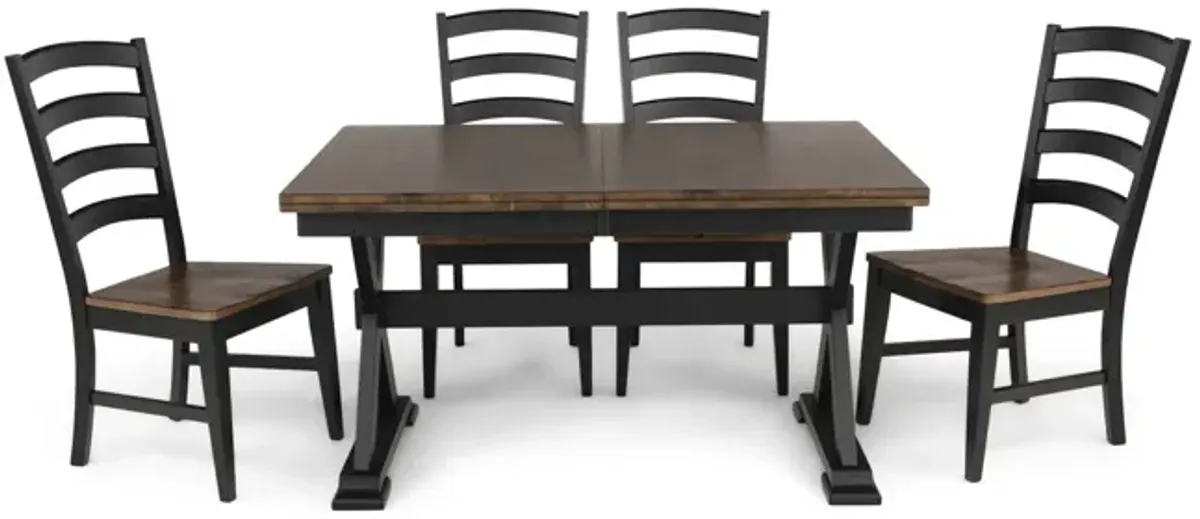 Greeley Square Trestle Table With 4 Ladderback Chairs