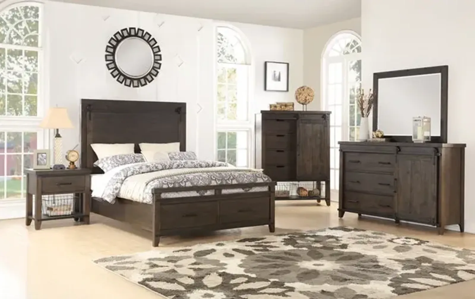 Urban Barn Queen Storage Bedroom Suite - Distressed Charcoal