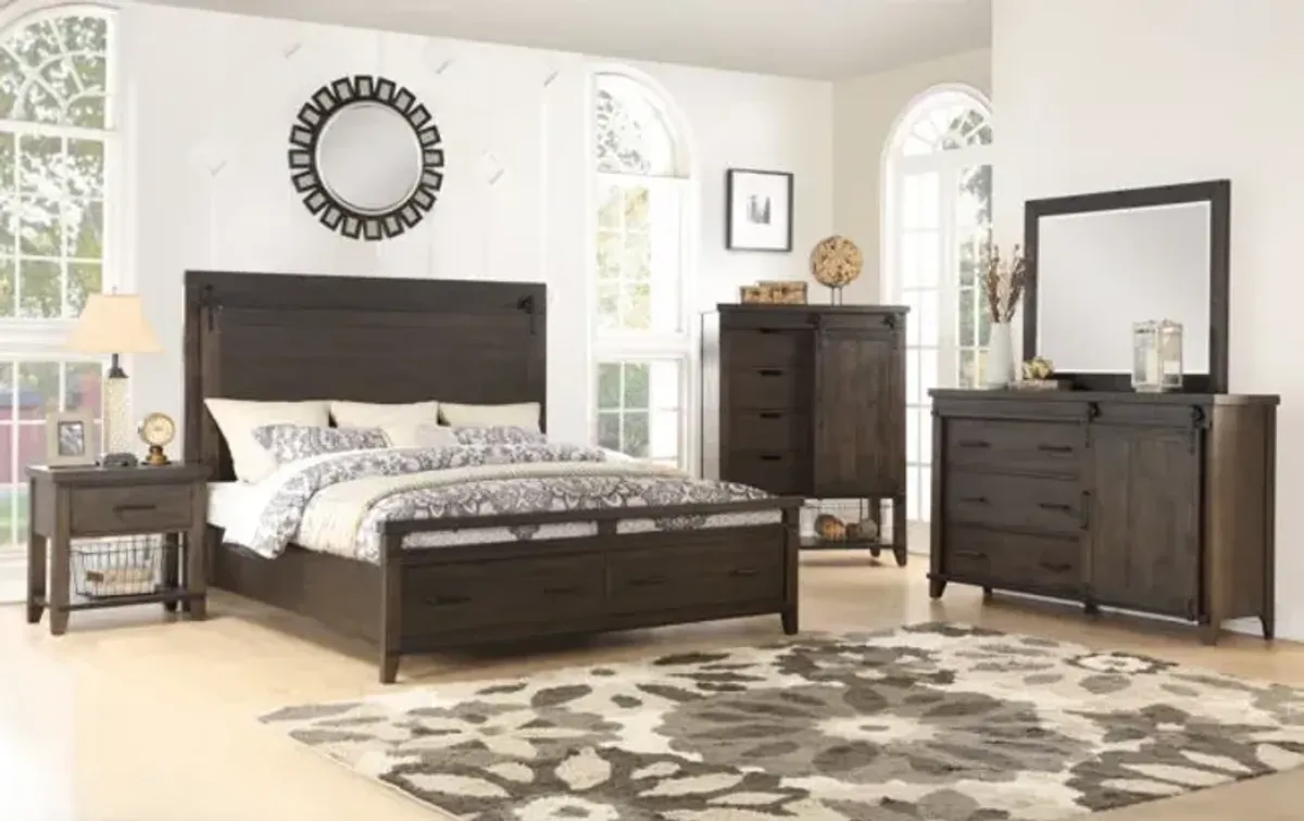 Urban Barn King Storage Bedroom Suite - Distressed Charcoal